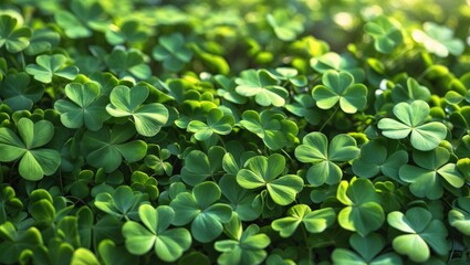 Poster - Green backdrop featuring three-leaved shamrocks.
