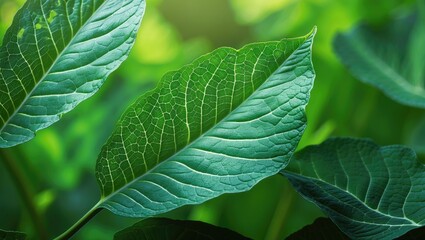 Poster - Background and texture of green leaves.