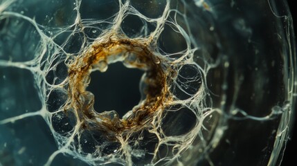 Intricate Web Pattern with Central Hole Abstract Macro Photography