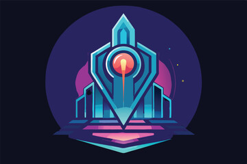Aufkleber - Stylized blue vector logo with geometric shapes representing technology and innovation in a modern design