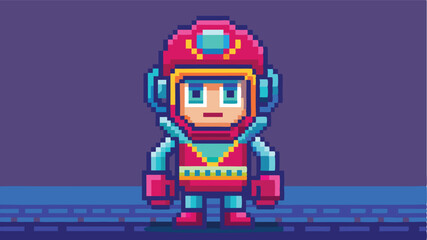 Poster - Colorful retro-style pixel art character stands confidently in a simple background, showcasing vibrant colors and distinct features reminiscent of classic video games