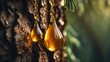 © AbstractAI - beautiful drop of resin on pine bark