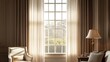 © Pure Imagination - Sunlit Room Interior with Beige Curtains and Classic Furniture