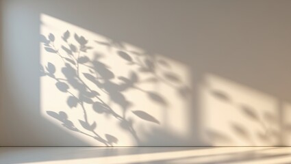 Wall Mural - minimalistic simple backdrop featuring blurred foliage shadows on the wall. gorgeous background for 