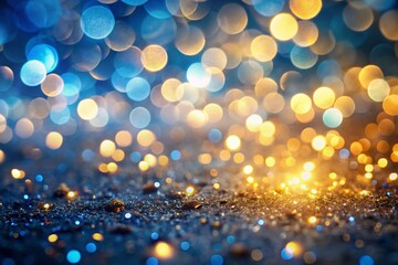 Wall Mural - magical golden blue bokeh lights abstract background