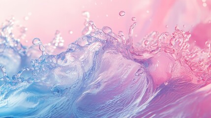 Poster - Vibrant water splash in shades of blue and pink captured during sunset over a calm sea