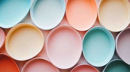 Poster - Colorful collection of oval shapes arranged in a visually appealing manner against a soft background in a creative and artistic display