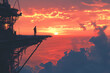 © Sekai - Fearless oil rig crew member standing at edge, exemplifying bold professionalism and high-risk industrial adventure
