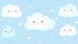 © siriwan - A blue background with four clouds and stars