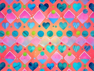Wall Mural - Colorful Heart Pattern Background