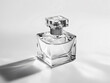 © NNS Studio - Translucent perfume bottle close up crystal glass elegant reflections luxury fragrance container delicate light refraction premium beauty monochrome high quality aesthetic soft fluid glow grey stylish