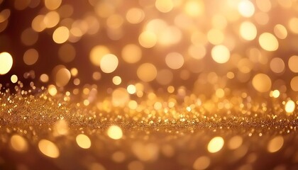 Wall Mural - dreamy champagne gold bokeh background with softly blurred glowing lights background