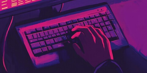 A persons hand using a keyboard and computer monitor