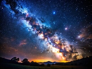 Wall Mural - Majestic Night Sky: Starry Galaxy Panorama, Celestial Wonders, Cosmic Beauty
