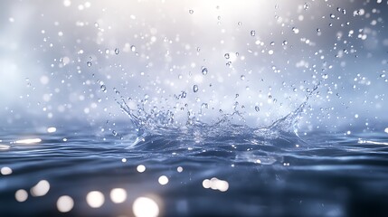 Aufkleber - Captivating splash of water with shimmering droplets against a misty backdrop.