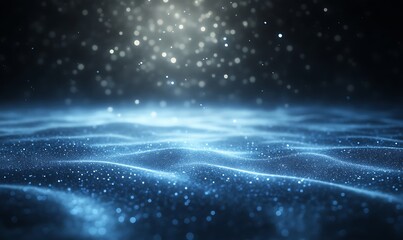Aufkleber - Glowing blue water surface with shimmering light reflections.