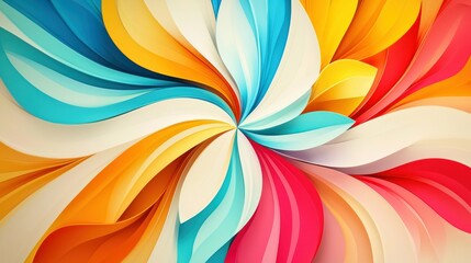 Wall Mural - bright swirling floral wallpaper with bold 1960s-inspired colors