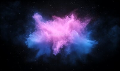 Poster - Vibrant cosmic cloud of pink and blue hues against a dark background, evoking a sense of wonder.