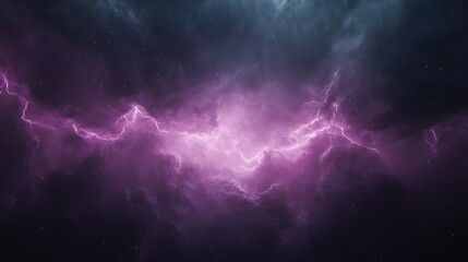 Poster - Cosmic scene featuring vibrant purple and blue nebula with swirling clouds and starlit background.