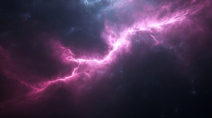 Poster - Vibrant pink lightning cuts through a dark, starry sky, creating a dramatic cosmic scene.