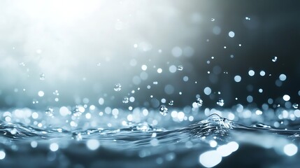 Aufkleber - Dramatic close-up of water droplets on a surface with soft light reflections.