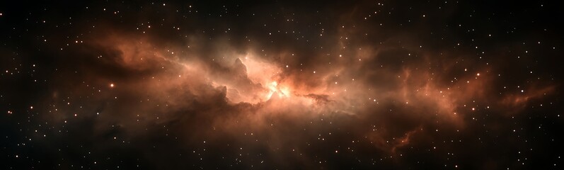 Poster - Vast cosmic scene showcasing swirling clouds and stars in a dark space backdrop.