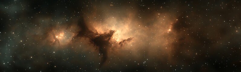 Poster - Celestial scene featuring vibrant cosmic clouds and twinkling stars in a dark universe.