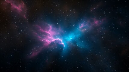Poster - Vibrant cosmic nebula with swirling pink and blue gases against a starry backdrop.