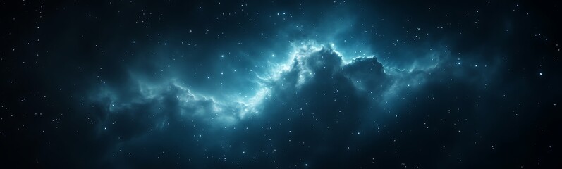 Poster - Vibrant cosmic scene with swirling clouds and stars in deep space.