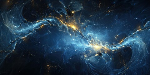 a cosmic-inspired abstract background with deep blues and luminous stars