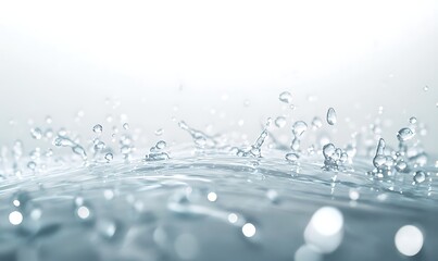 Aufkleber - Water droplets splash against a serene background, creating a tranquil and refreshing atmosphere.