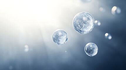 Aufkleber - Bubbles floating in soft light creating a serene underwater atmosphere.