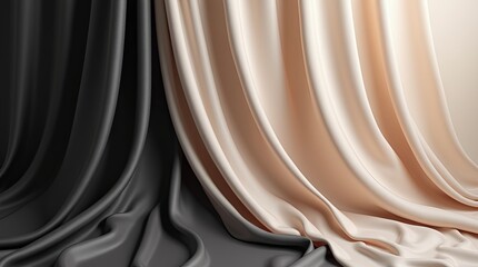 Poster - A black and white striped fabric with a pink stripe