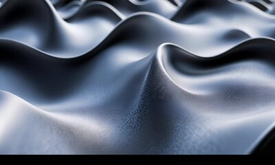 Aufkleber - Abstract, undulating, metallic surface.  Detailed, smooth, textured, flowing curves.  Dark, cool tones