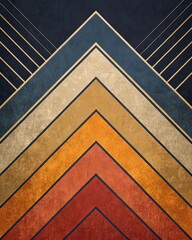 Poster - A painting of a mountain range with a gold border