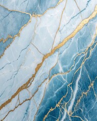 Poster - A blue and gold marble wall with gold streaks