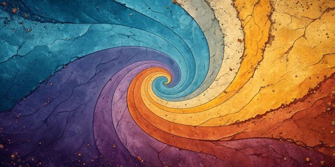 Poster - A colorful spiral with a blue and yellow center