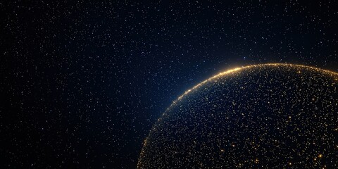Wall Mural - Nighttime Satellite Images Data Concepts. Cosmic view of stars surrounding a planet in deep space.