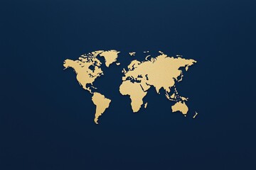 Wall Mural - nighttime satellite images data concepts. world map design in gold against a dark blue background.