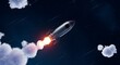© SaintBunad - Lanzamiento de un cohete al espacio por la noche