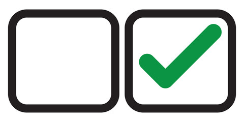 Wall Mural - square checkbox set. blank and checked checkbox stroke line art vector icon for app or website. surv