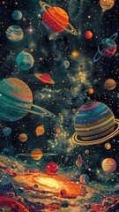 Wall Mural - million of stars light in galaxy astronomy universe planets.