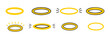 © Yanka - angels halo, nimbus doodle icon set. vector flat icon design yellow halo on white background. logo template halo element religion theme.