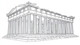 3D Architectural Drawing of Ancient Greek Temple