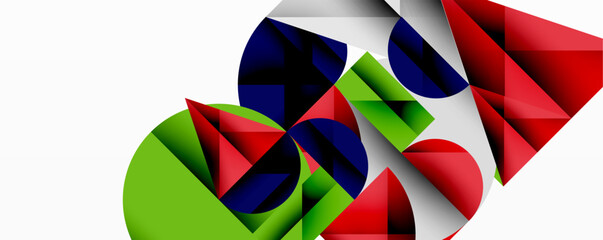 Fototapete - Modern abstract composition with layered circles and angular segments featuring gradients, transparency effects, and a structured geometric layout