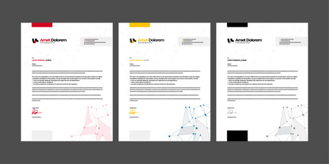 Business letterhead, Letterhead template with various colors, Letterhead template in flat style, Modern company letterhead template design