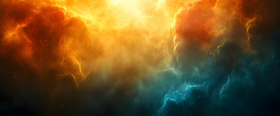 Wall Mural - fiery orange and turquoise nebula in space