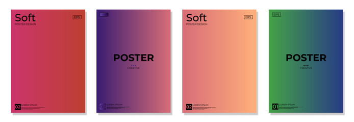 Canvas Print - Modern gradient poster background vector set. Minimalist cover template with vibrant perspective geometric prism shapes in motion. Ideal design for ad, cover, web, social media, cover, banner