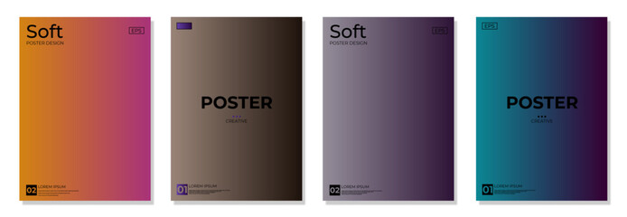Canvas Print - Modern gradient poster background vector set. Minimalist cover template with vibrant perspective geometric prism shapes in motion. Ideal design for ad, cover, web, social media, cover, banner