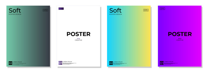 Canvas Print - Modern gradient poster background vector set. Minimalist cover template with vibrant perspective geometric prism shapes in motion. Ideal design for ad, cover, web, social media, cover, banner